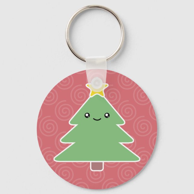 Chaveiro de Árvore de Natal Kawaii (Frente)