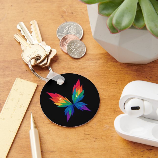 Chaveiro de Asas de Borboleta Arco-íris (Mesa)