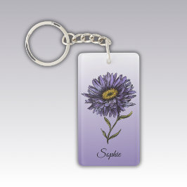 Chaveiro de Aster da Flor de Nascimento Personaliz