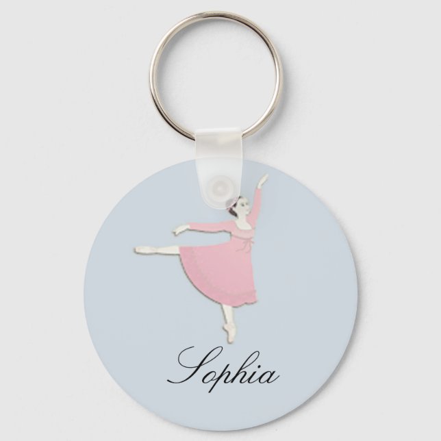 Chaveiro de Ballerina Rosa Personalizável (Frente)