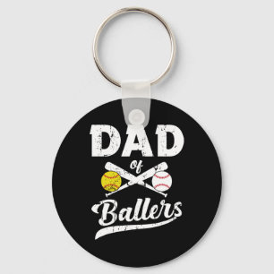 Chaveiro De Ballers De Pai De Beisebol E De Jogador De Soft