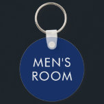 Chaveiro de banheiro masculino - azul escuro<br><div class="desc">Tecla com texto branco sobre fundo azul marinho: quarto masculino.</div>