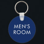 Chaveiro de banheiro masculino - azul escuro<br><div class="desc">Tecla com texto branco sobre fundo azul marinho: quarto masculino.</div>