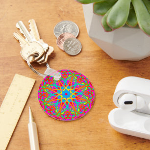 Chaveiro de Boho Mandala, cor-de-rosa radiante