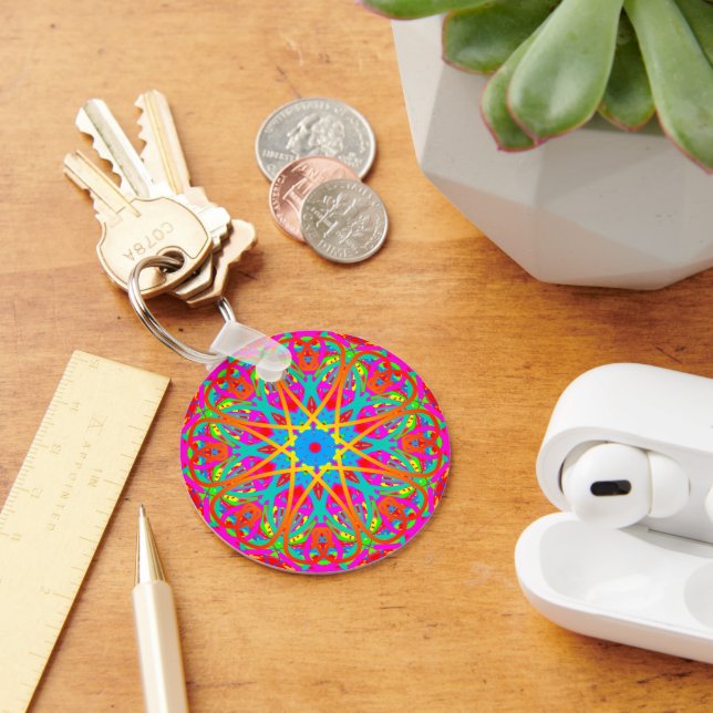 Chaveiro de Boho Mandala, cor-de-rosa radiante (Mesa)