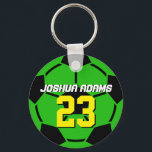 Chaveiro de Bola de Futebol da Equipe de Esporte V<br><div class="desc">Um chaveiro de tema desportivo legal e colorido como presente para famílias e amigos. Chaveiro de futebol com nome personalizado e número do jogador. Um souvenir excelente para treinador de futebol,  capitão e jogadores. Você pode personalizar a cor da bola para a cor desejada.</div>