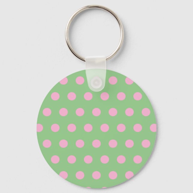 Chaveiro de bolinhas (Verde Sage e Rosa Pastel) (Frente)