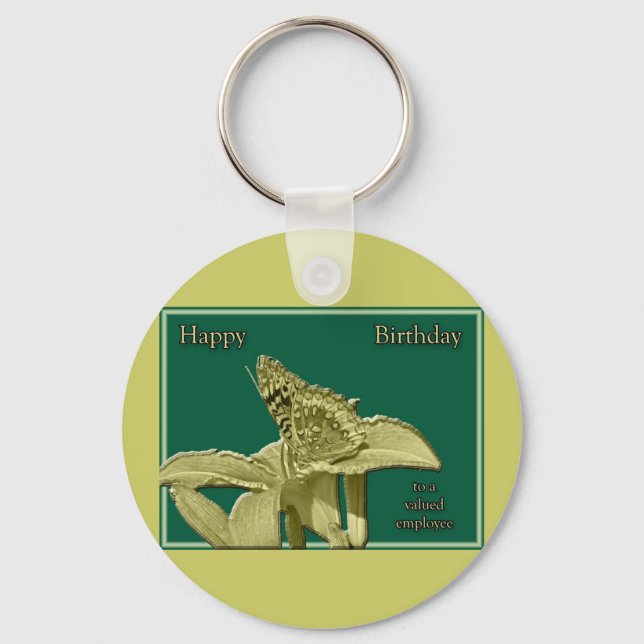 Chaveiro de Borboleta de Aniversário do Funcionári (Frente)