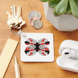 Chaveiro de Borboleta Negra e Vermelha Funky