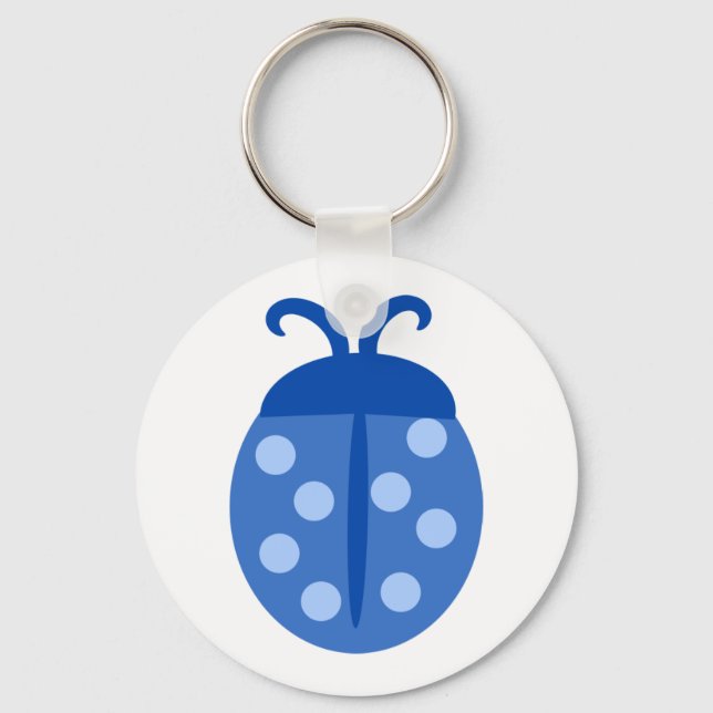 Chaveiro de Botão Azul Ladybug Branco (Frente)
