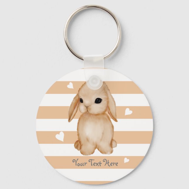 Chaveiro de Botão Cardíaco Coelho Personalizado (Frente)