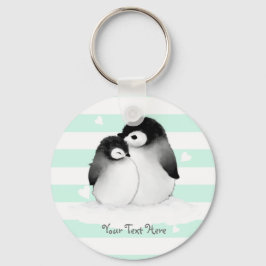 Chaveiro de Botão Cardíaco Penguin Personalizado