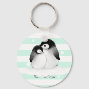 Chaveiro de Botão Cardíaco Penguin Personalizado