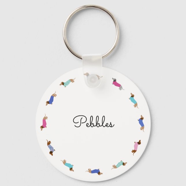 Chaveiro de Botão de Dachshund Personalizado (Frente)