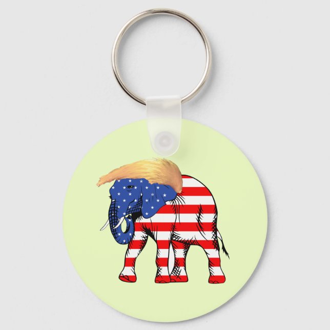 Chaveiro de Botão de Elefante de Cabelo Mau Trump, (Frente)