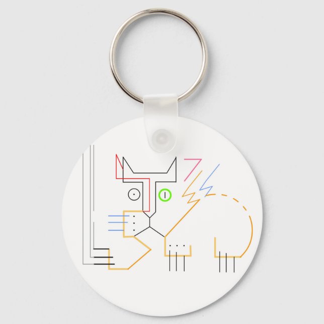 Chaveiro de Botão de Gato de Abstrato (Frente)