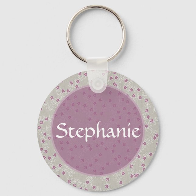Chaveiro de Botão de Nome Personalizável da Flor R (Frente)