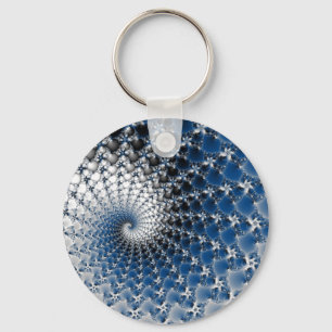 Chaveiro de Botão Espiral Azul