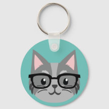 Chaveiro de Botão Personalizado - Cinza de Gato In