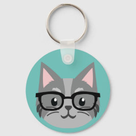 Chaveiro de Botão Personalizado - Cinza de Gato In