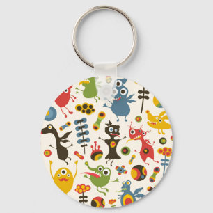 Chaveiro de Botões de Monstros Felizes