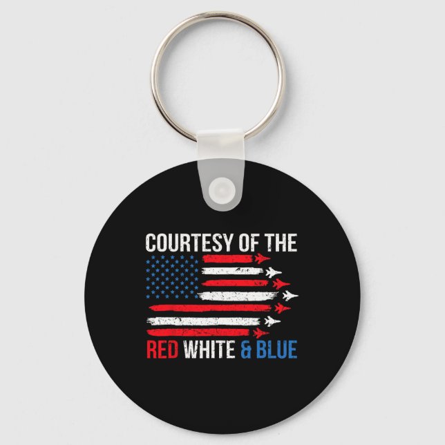 Chaveiro De Branco Vermelho E Azul 4 De Julho (Frente)
