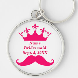 Chaveiro de Bridesmaid Pink Mustache e Tiara Round