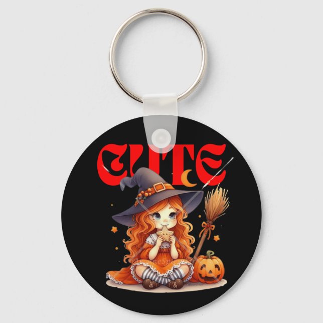 Chaveiro de Bruxa de Halloween Bonita (Frente)