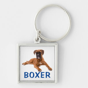Chaveiro de Cachorro Boxer Azul Amor