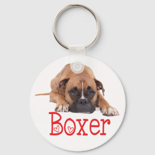 Chaveiro de Cachorro Boxer Filhote Coração Vermelh