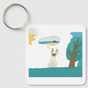 Chaveiro de Cachorro Fofo Sonhando com Praia de Ve