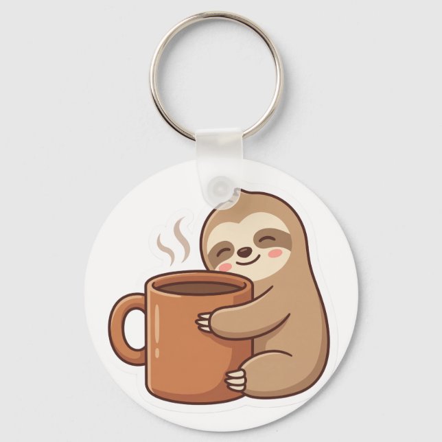 Chaveiro de Café de Preguiça Adorável | Acessório  (Frente)