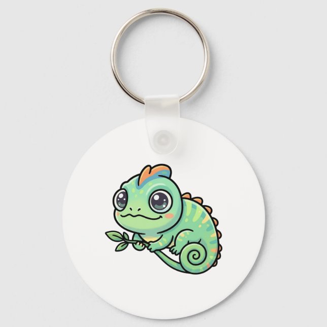 Chaveiro de Camaleão Verde Bebê Fofo (Frente)