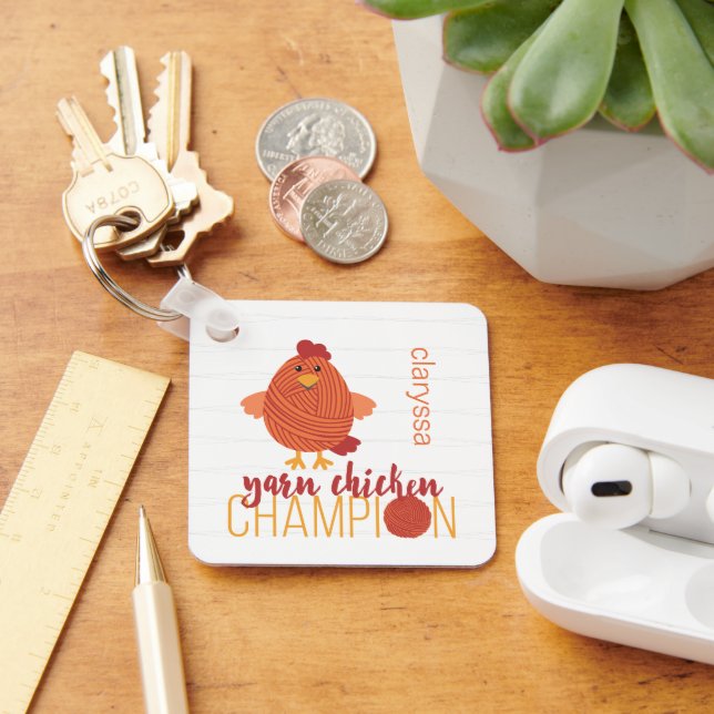 Chaveiro de Campeão de Frango Vermelho e Laranja (Mesa)