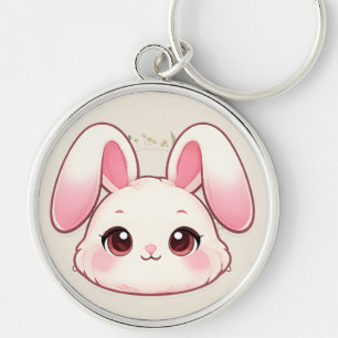 Chaveiro de Cara de Coelho Kawaii Fofa