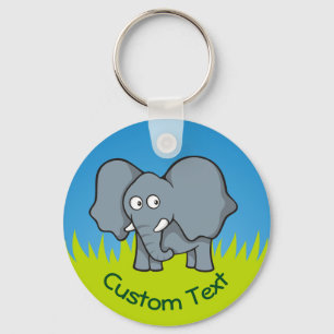 Chaveiro de Cartoon de Elefante cinza