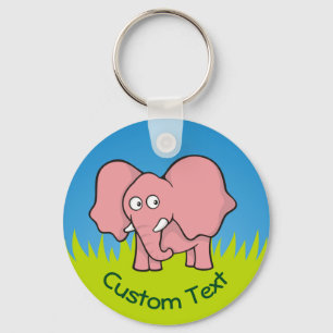 Chaveiro de Cartoon de Elefante Rosa