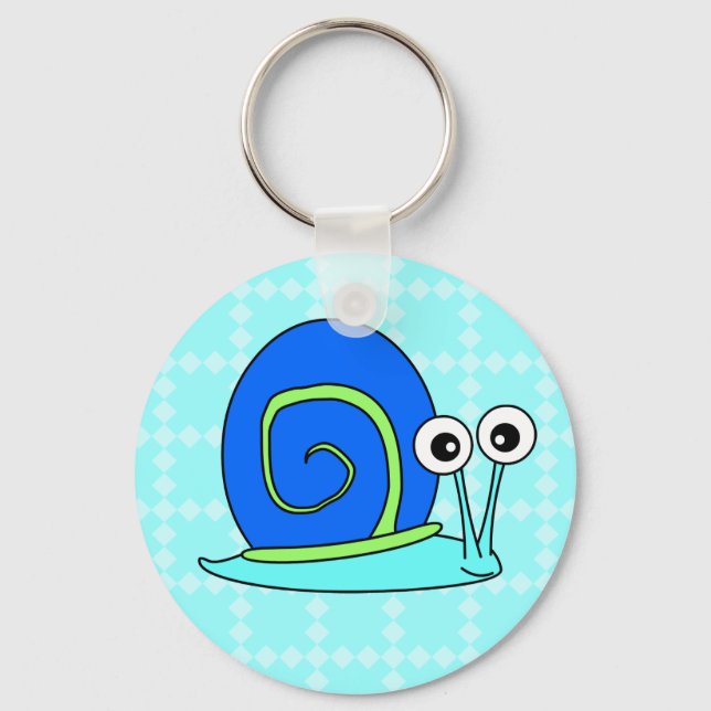 Chaveiro de Cartoon Feliz - Cartoon Azul (Frente)