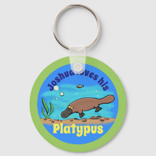 Chaveiro de cartum submarino de platypus divertido