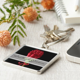 Chaveiro de Casamento de Rosa vermelha Elegante