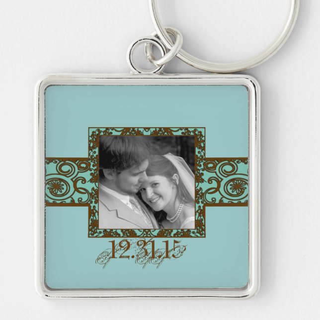 Chaveiro de Casamento Floral Suave (Frente)