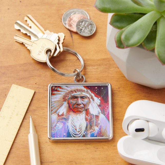 Chaveiro de Cavalo Louco Americano Nativo (Mesa)