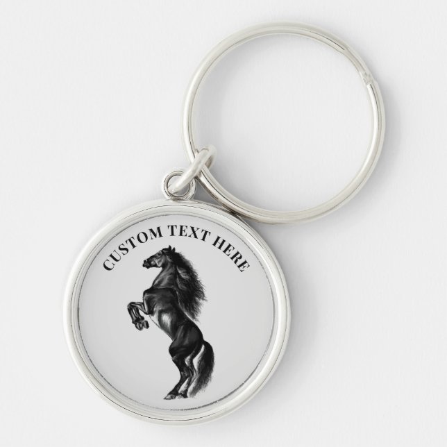 Chaveiro de Cavalo Negro com Texto Personalizado (Frente)