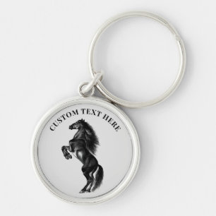Chaveiro de Cavalo Preto com Texto Personalizado