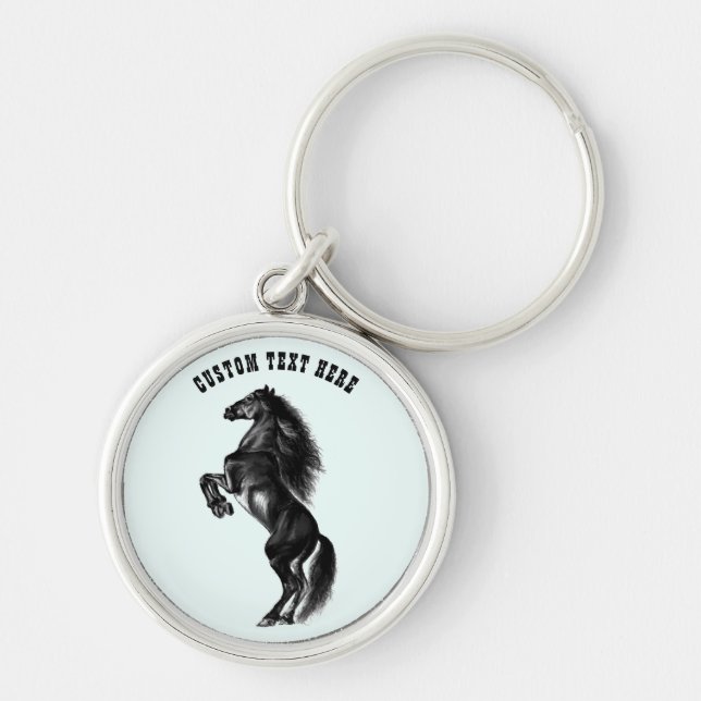 Chaveiro de Cavalo Preto em Direita com Texto Pers (Frente)