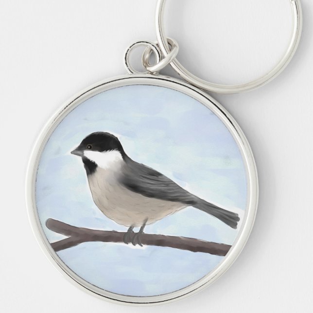 Chaveiro de Chickadee de Casca Preta (Frente)