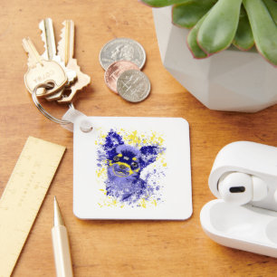 Chaveiro de Chihuahua Azul Abstrato