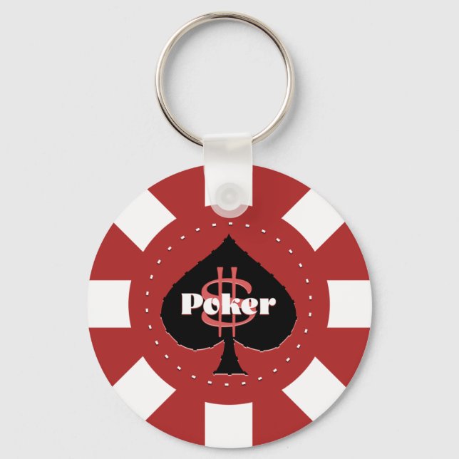 Chaveiro de Chip de Poker Vermelho (Frente)