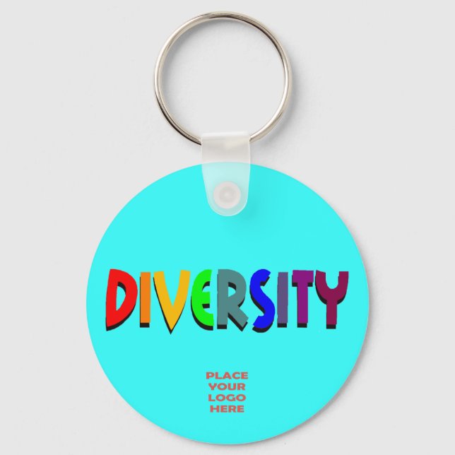 Chaveiro de ciano personalizado de diversidade (Frente)