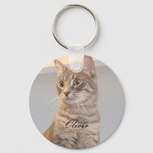 Chaveiro de Círculo de Foto Personalizado (Frente)